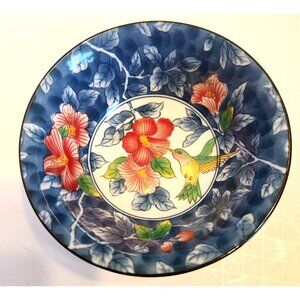 Andrea by Sadek Vintage Japanese Porcelain Bowl Hummingbird & Hibiscus Signed